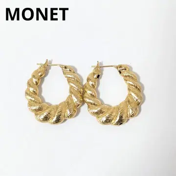 MONET 귀걸이 후프 나사 골드 도금 빈티지 중후한 느낌