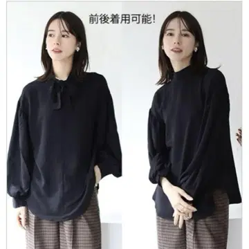 hunch 앞뒤 2way 보타이 블라우스 블랙