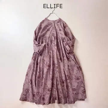 ELLIFE 꽃무늬 개더 원피스 약간 비침 겉옷