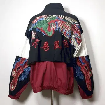 뱅퀴시 꽃과 새, 달과 바람 Embroidery 나일론 트랙 자켓 L