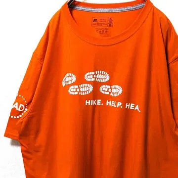 러셀 HIKE.HELP.HEAL. 티셔츠 오렌지 대대 XL 구제 의류