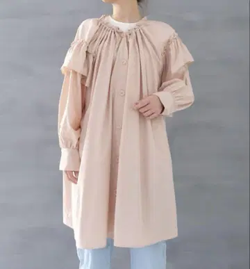 UNMINOU 안미누 프릴 개더 블루종 BEIGE 페이지 핑크