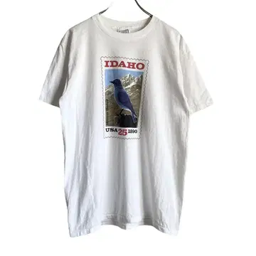 90s USA제 USPS IDAHO 우표 프린트 티셔츠 미국 우편 공사