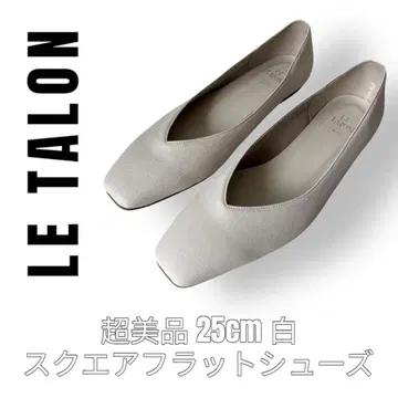 LE TALON 르 탈론 25cm 화이트 펌프스 스퀘어 플랫 슈즈