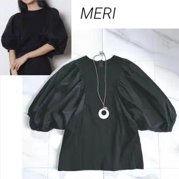새상품급 MERI 미리 컷 콤비 벌룬 티셔츠 볼륨 소매