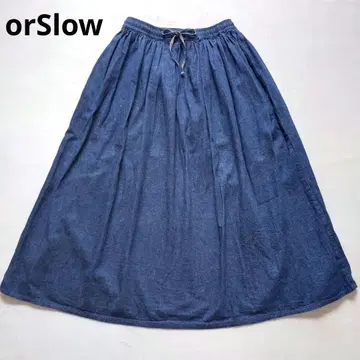 오어슬로우 데님 롱 개더 스커트