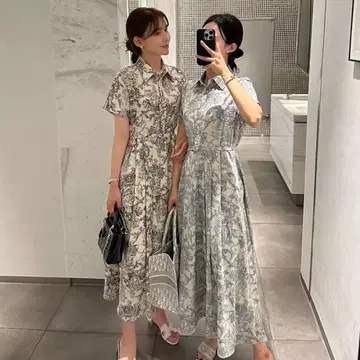 플라워 무늬 롱 원피스 원피스 패턴