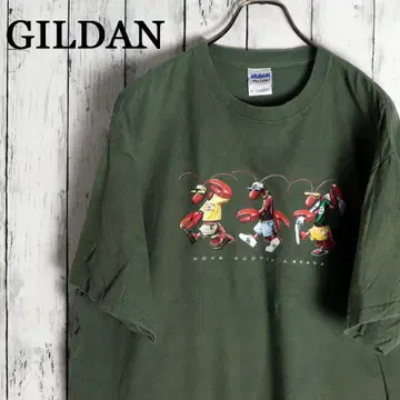 00s GILDAN 캐나다 노바스코샤 가재 캐릭터 티셔츠