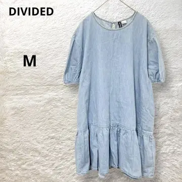 DIVIDED 퍼프 슬리브 데님 튜닉 페플럼 탑 봄/여름 M
