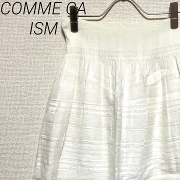 COMME CA ISM 미디 스커트 플레어 보더 빅 안감 부착