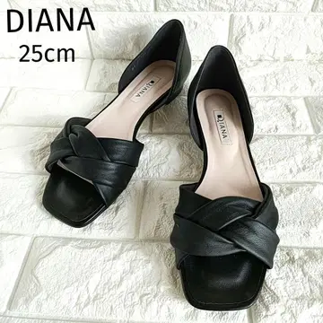 다이애나 플랫 펌프스 샌들 블랙 송아지 가죽 25cm
