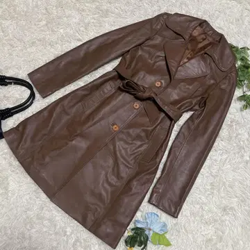 빈티지 가죽 코트 브라운 양가죽 램 가죽 천연 가죽 M 사이즈 상당