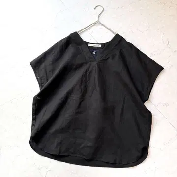 GALLARDAGALANTE 블라우스 린넨 백 레이스 블랙