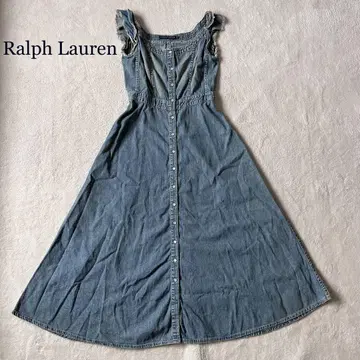 RALPH LAUREN 랄프 로렌 데님 롱 원피스 플레어 프릴