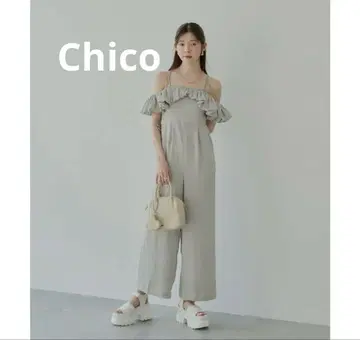 Chico 2way 볼륨 프릴 오프숄더 콤비네존 세일 새상품