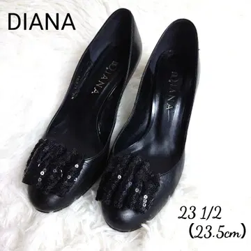 DIANA 다이애나 스팽글&새틴 모티브 펌프스 블랙 23.5cm