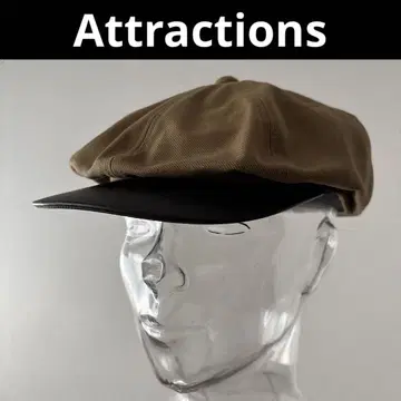 Attractions 어트랙션 럭셔리 천연 가죽 + 면 브라운 헌팅 캡