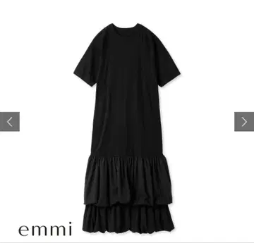 emmi 블랙 티어드 원피스 반팔 도킹 티 타프타 원피스