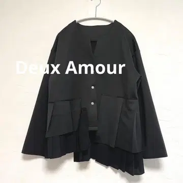 두자무르 랜덤 플리츠 노카라 자켓 블랙 M L