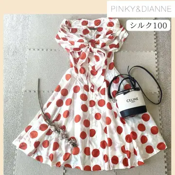 PINKY&DIANNE 실크 100 도트 무늬 원피스 M