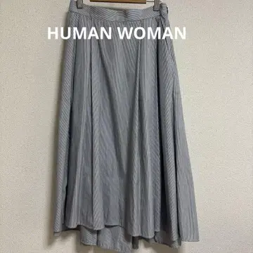 HUMAN WOMAN 스트라이프 롱 플레어 스커트