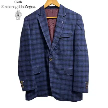 새상품급 Ermenegildo Zegna 네이비 계열 체크 테일러드 자켓