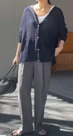 25년 카노코 2WAY 백 오프닝 가디건 네이비