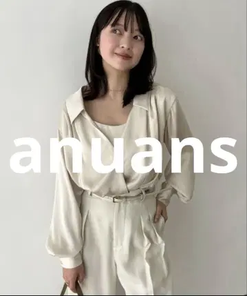 거의 미사용 anuans 긴팔 셔츠 MEDIUM 화이트