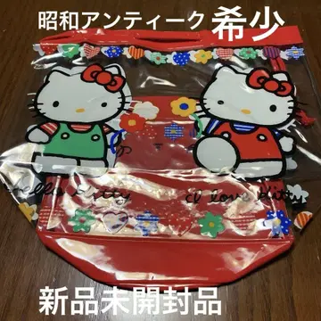 산리오 헬로키티 쇼와 레트로 당시 상품 새상품급 비닐 비치 백