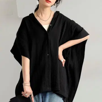 안티카 antiqua 린넨 터치 탑 블랙