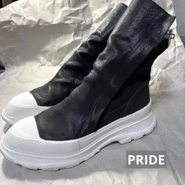 PRIDE 스니커즈 부츠 통굽 메쉬 24.5cm 블랙 화이트