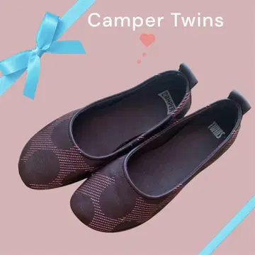 Camper 캠퍼 TWINS 브라운 플랫 슈즈 사이즈 38