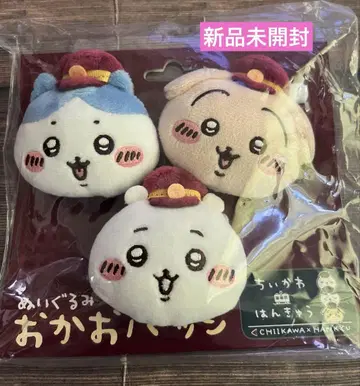 치이카와 (먼작귀) 한큐 기차 봉제 인형 얼굴 배지 3개 세트