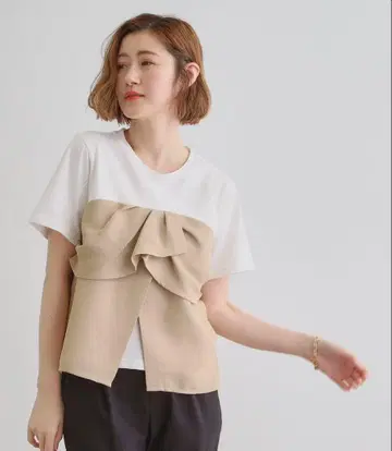 [성인 리조트 스타일/세트] 린넨 스타일 뷔스티에 도킹 T XL