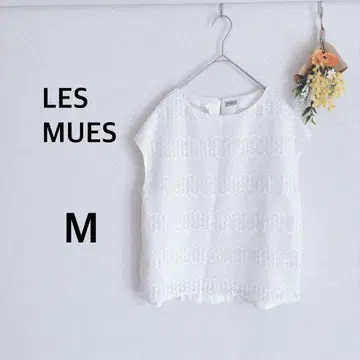 LES MUES 티셔츠 레이스 화이트 M 고급스러운 캐주얼 산뜻함