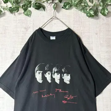 THE BEATLES 비틀즈 반팔 티셔츠 포토 프린트 블랙 사이즈 S