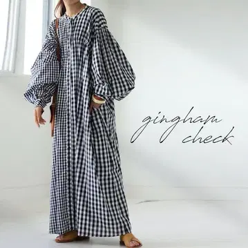 패턴 토르소 안티쿠아 깅엄 체크 원피스