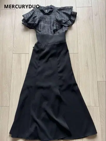 MERCURYDUO 시어 체크 도킹 롱 원피스