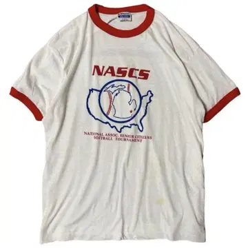 70s 80s 빈티지 구제 의류 링거 티셔츠 로고 빨흰 Hanes
