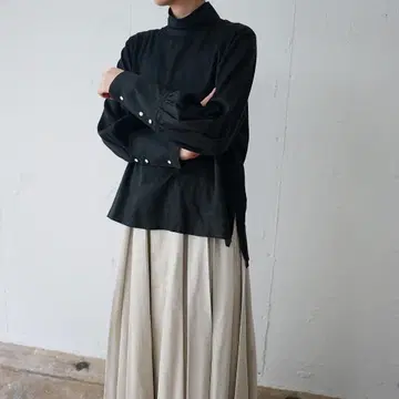 foufou 하이넥 드레스 셔츠 블랙