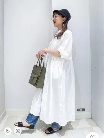 케어 라클 린넨 셔츠 원피스 글로벌 워크 화이트