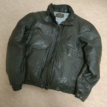 80s Eddie Bauer 가죽 봄버 다운 자켓 L
