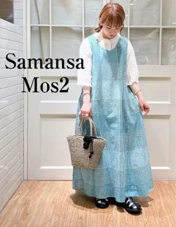 Samansa Mos2 코튼 린넨 앞뒤 2WAY 슬리브리스 원피스