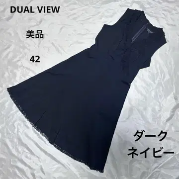 DUAL VIEW 프릴 카슈쿨 슬리브리스 롱 원피스 네이비 42