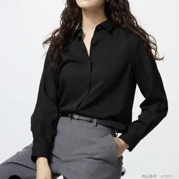 유니클로 레이온 블라우스 블랙 S
