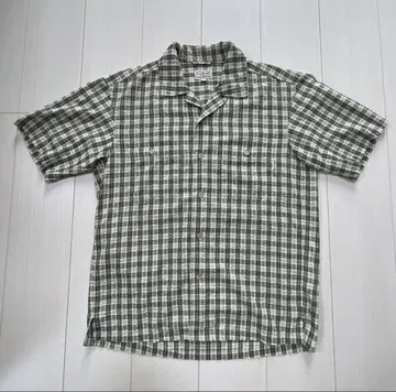 L.L.Bean 00s 시어서커 오픈 카라 셔츠 짧은 기장 박스