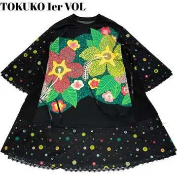 미사용 택 포함 TOKUKO 1er Vol 튜닉 레이스 A 라인 꽃무늬