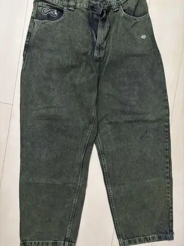 마젠타 배기 데님 그린