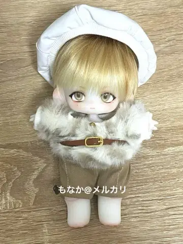 강아지 솜사탕 커스텀 인형 금발 머리 퍼가 달린 베스트