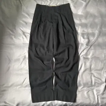 90s 빈티지 투 턱 썸머 울 와이드 슬랙스 다크 그레이
